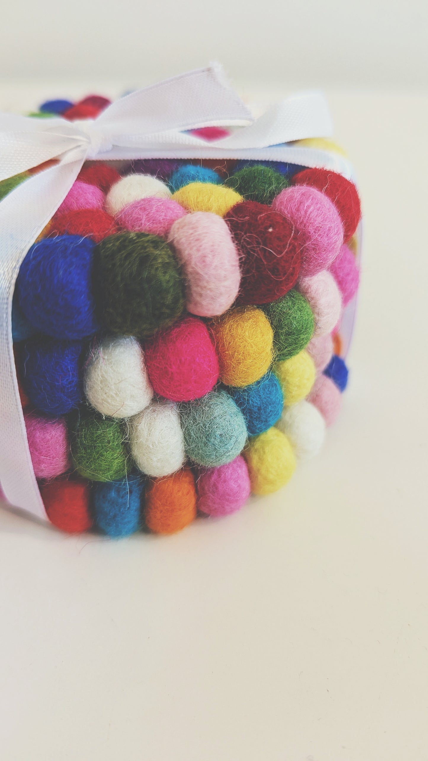Colourful Felt Ball Coaster - Set of 4