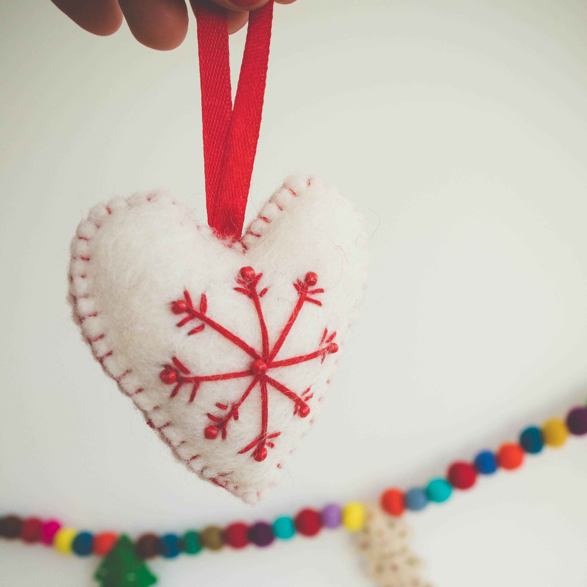 Heart-shaped Felt wool Christmas Bauble