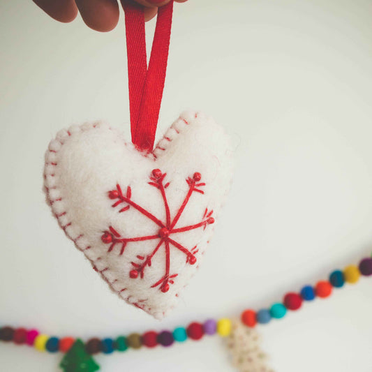 Heart-shaped Felt wool Christmas Bauble