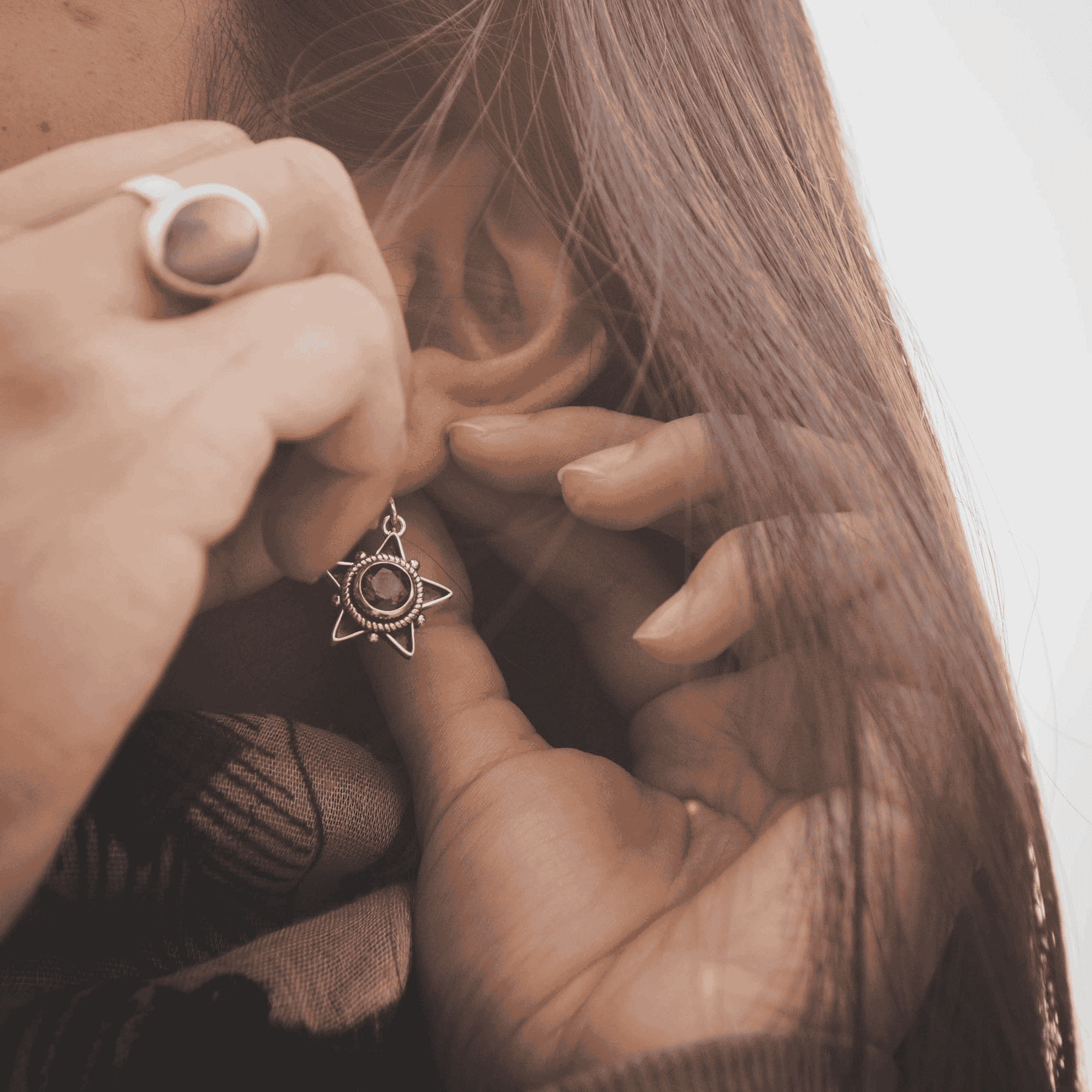 Tara - Star Earrings with Golden Topaz Stone