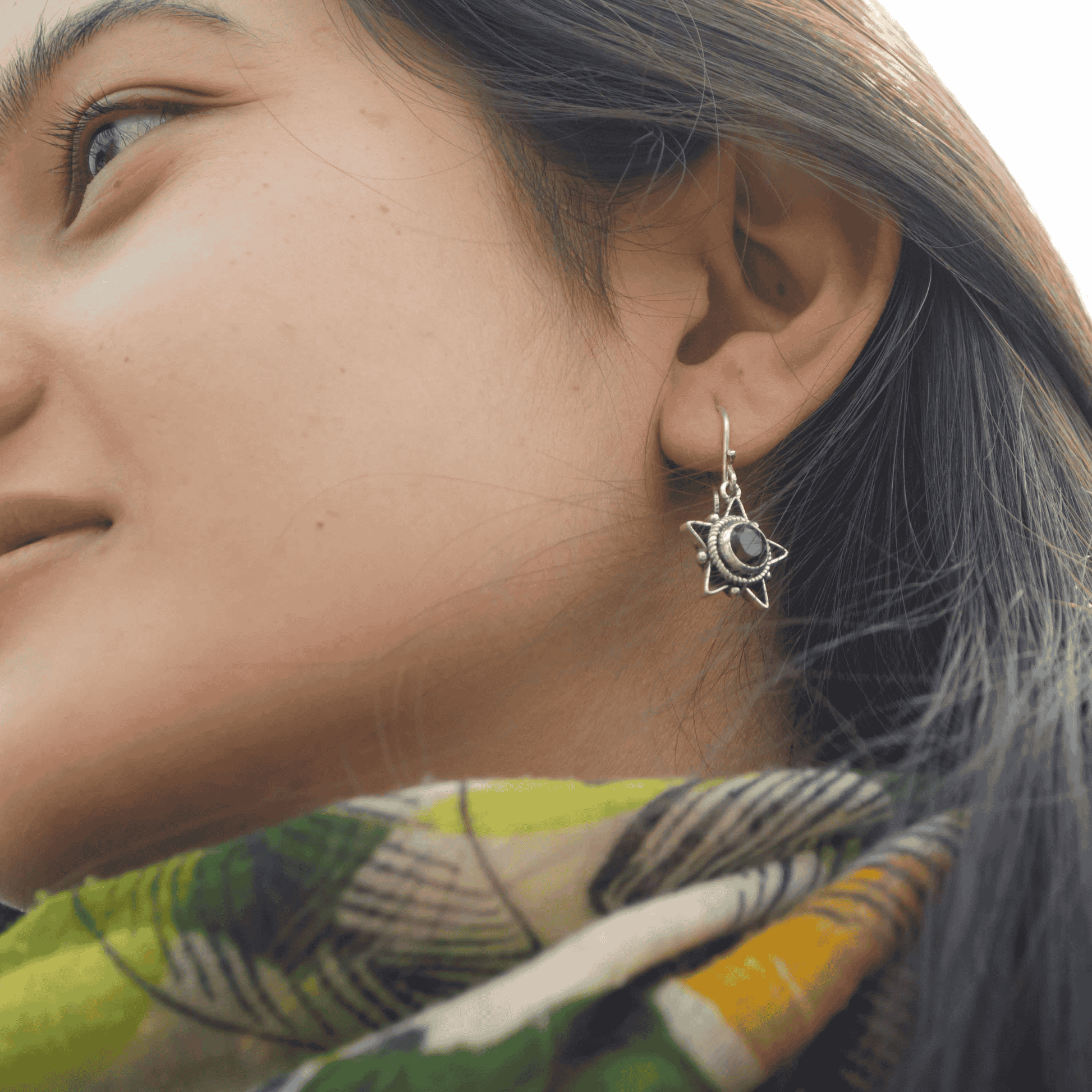 Star Sterling Silver Earrings with Topaz