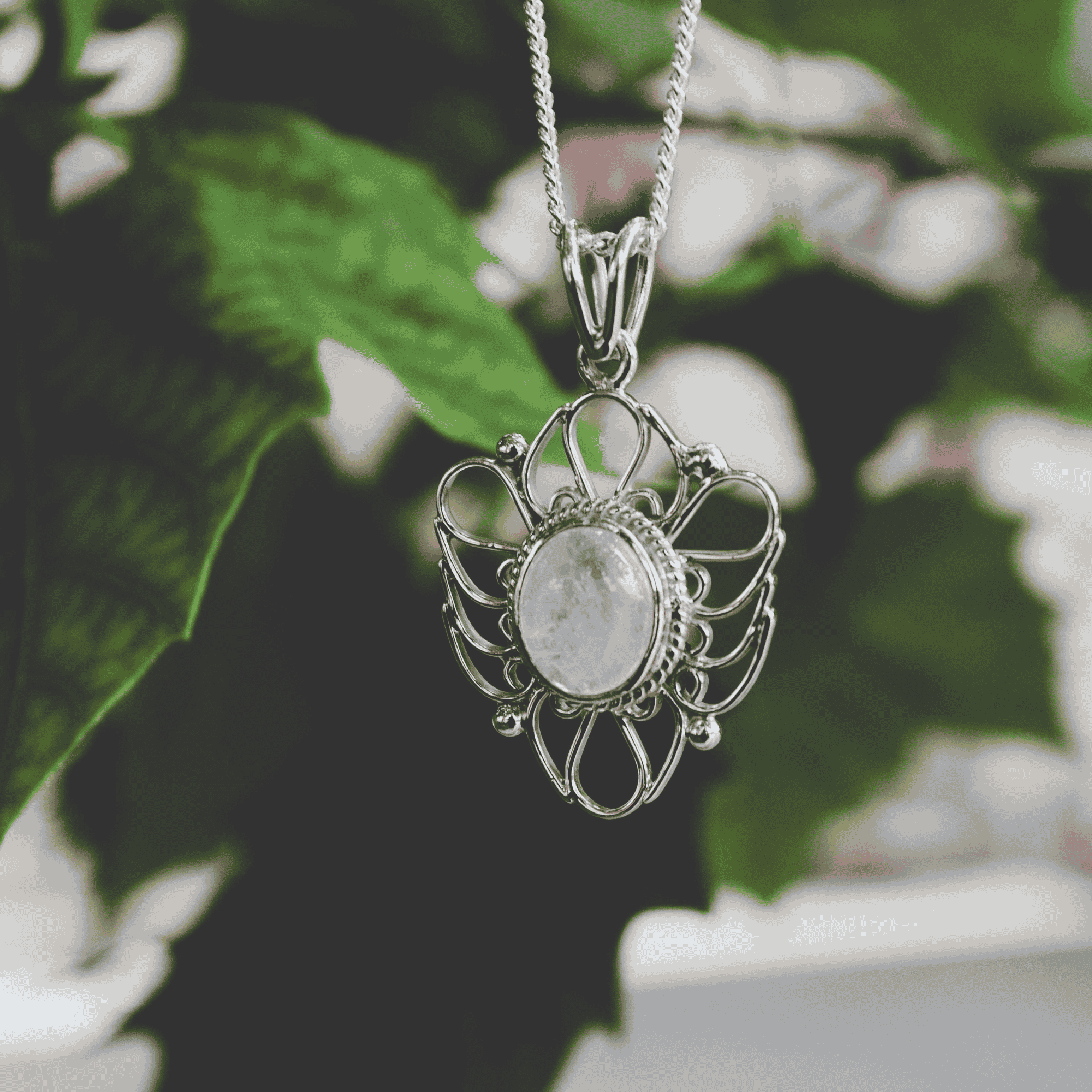 Putali – Butterfly Pendant with Rainbow Moonstone