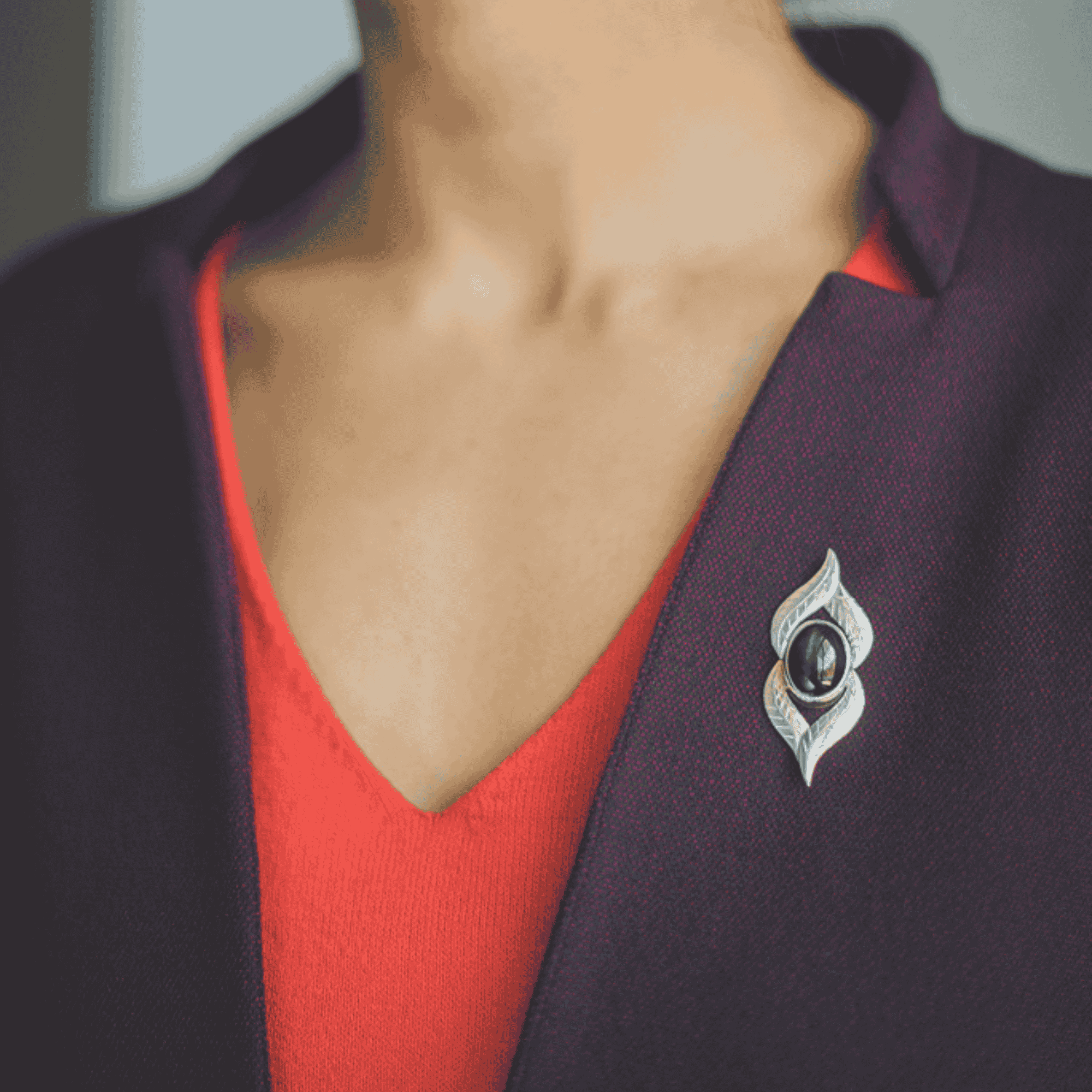 Bhumi – Handmade Sterling Silver Brooch with Onyx
