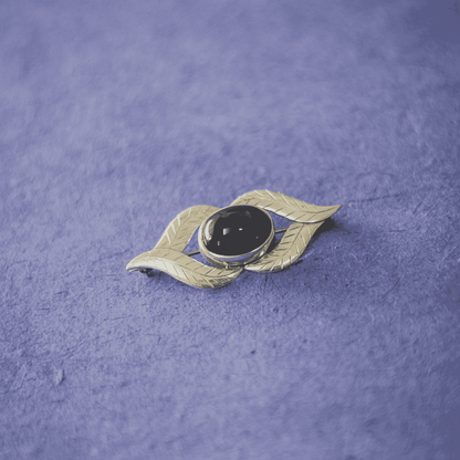 Handmade Sterling Silver Brooch Black Onyx