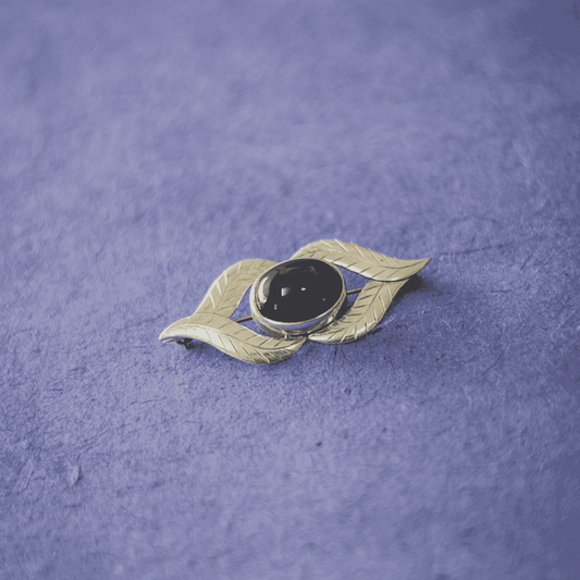 Handmade Sterling Silver Brooch Black Onyx