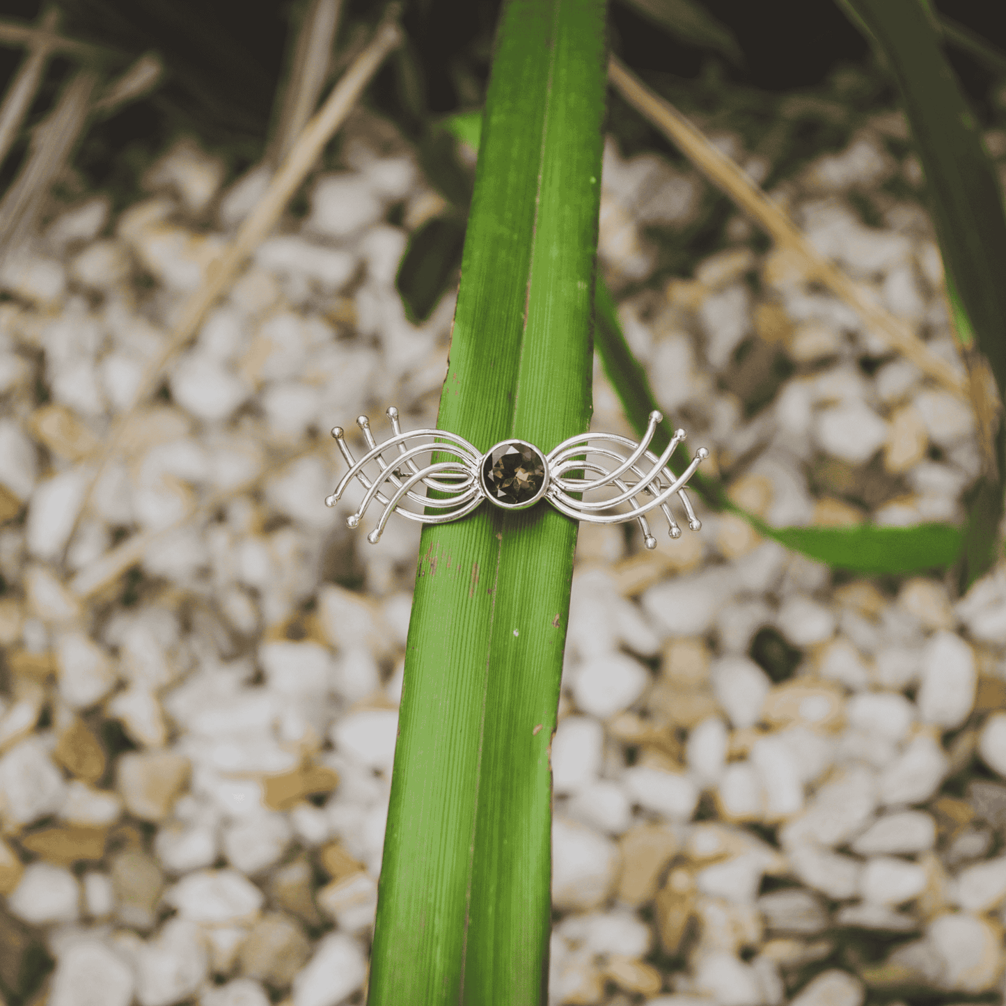 Urnāyu Sterling Silver Brooch with Golden Topaz – Exquisite Jewelry Design