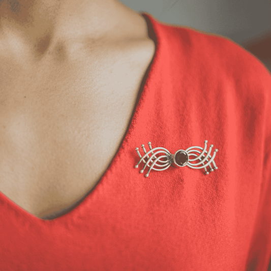 Urnāyu Sterling Silver Brooch with Golden Topaz – Exquisite Jewelry Design