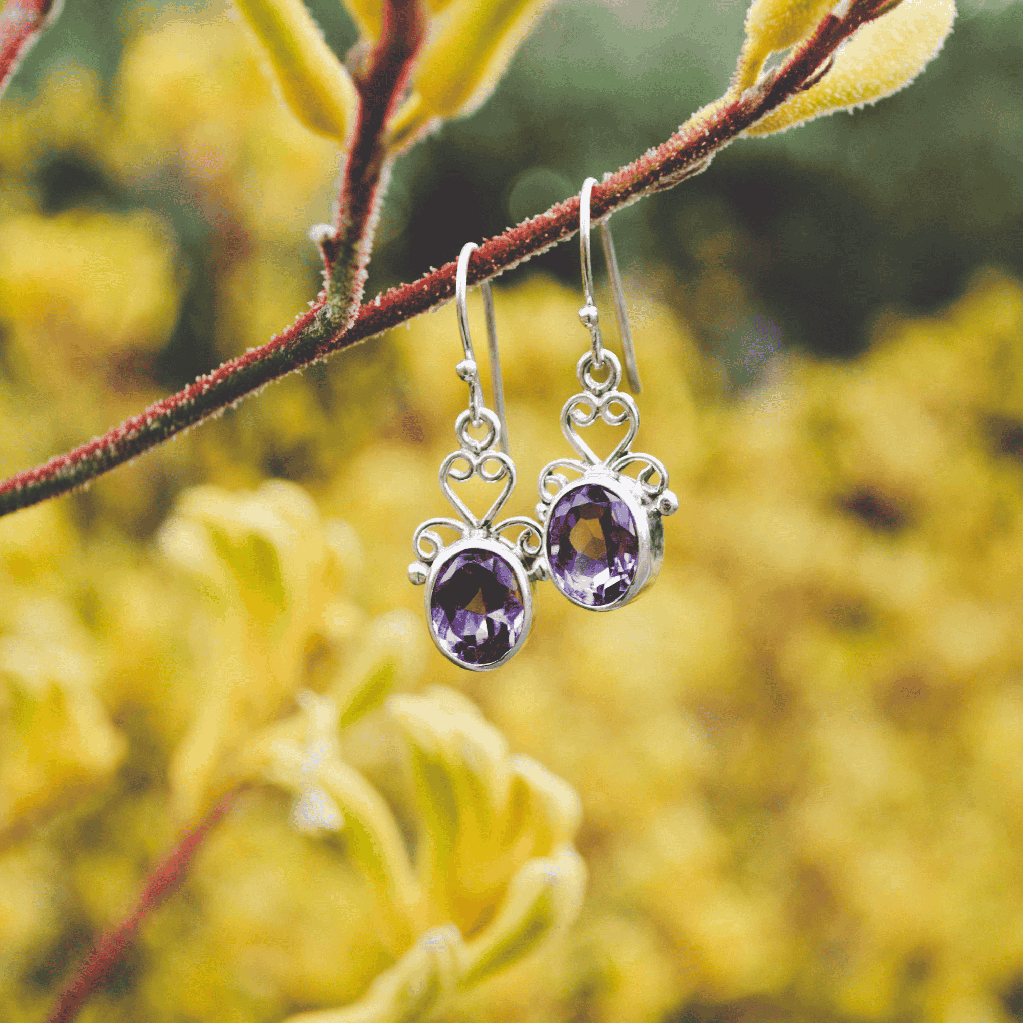 Karuna – Amethyst Sterling Silver Earrings
