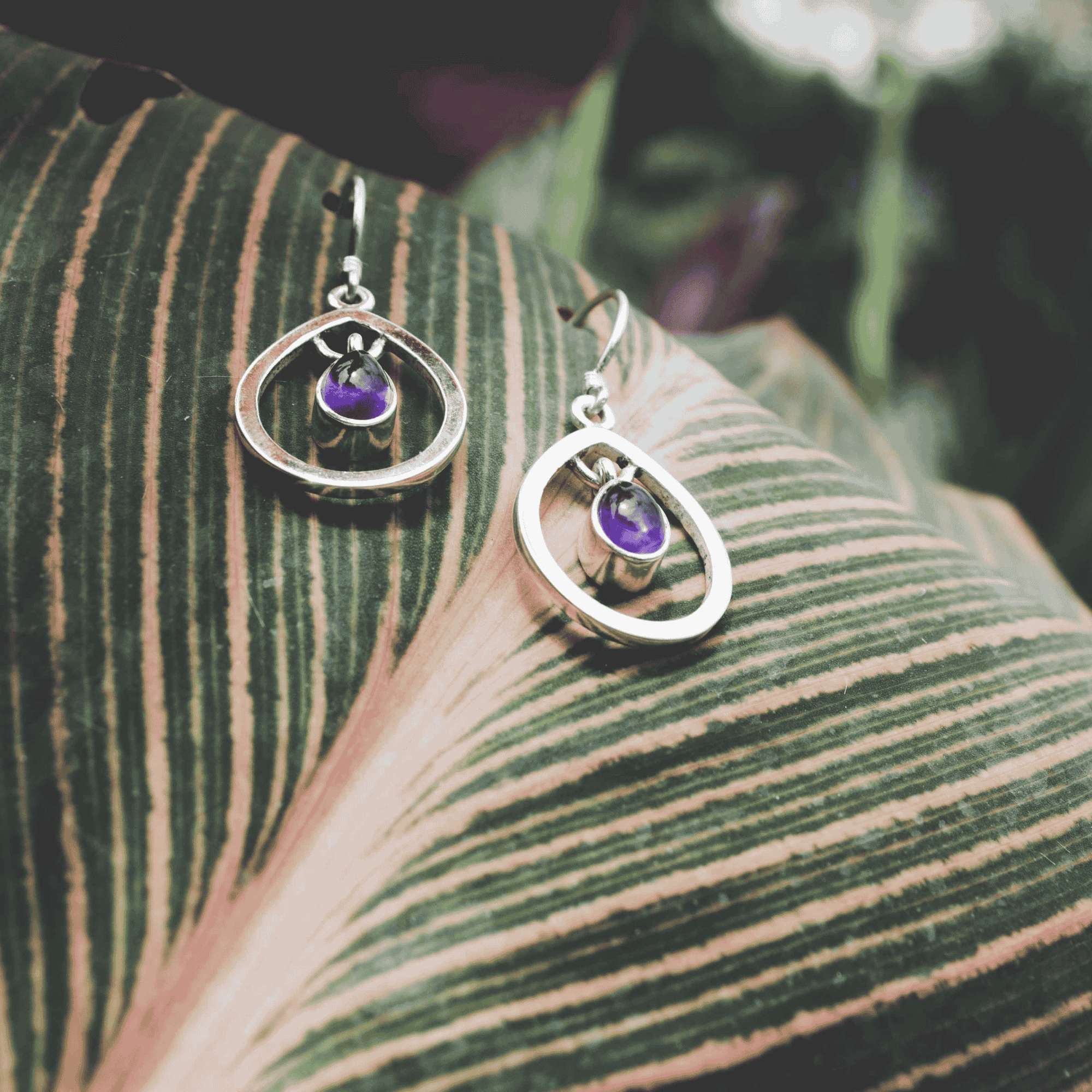 Sarara - Raindrop Earrings with Amethyst Stone