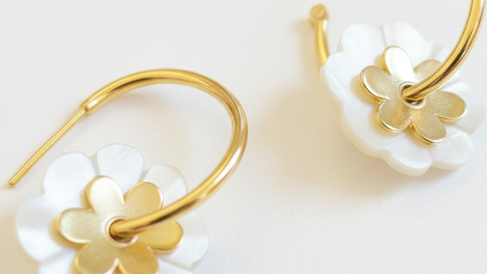 Chameli Mother of Pearl & Gold Plated Hoop Earrings