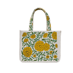 Mithila Art Handpainted and Embroidered Floral Canvas Tote Bag