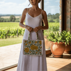 Mithila Art Handpainted and Embroidered Floral Canvas Tote Bag