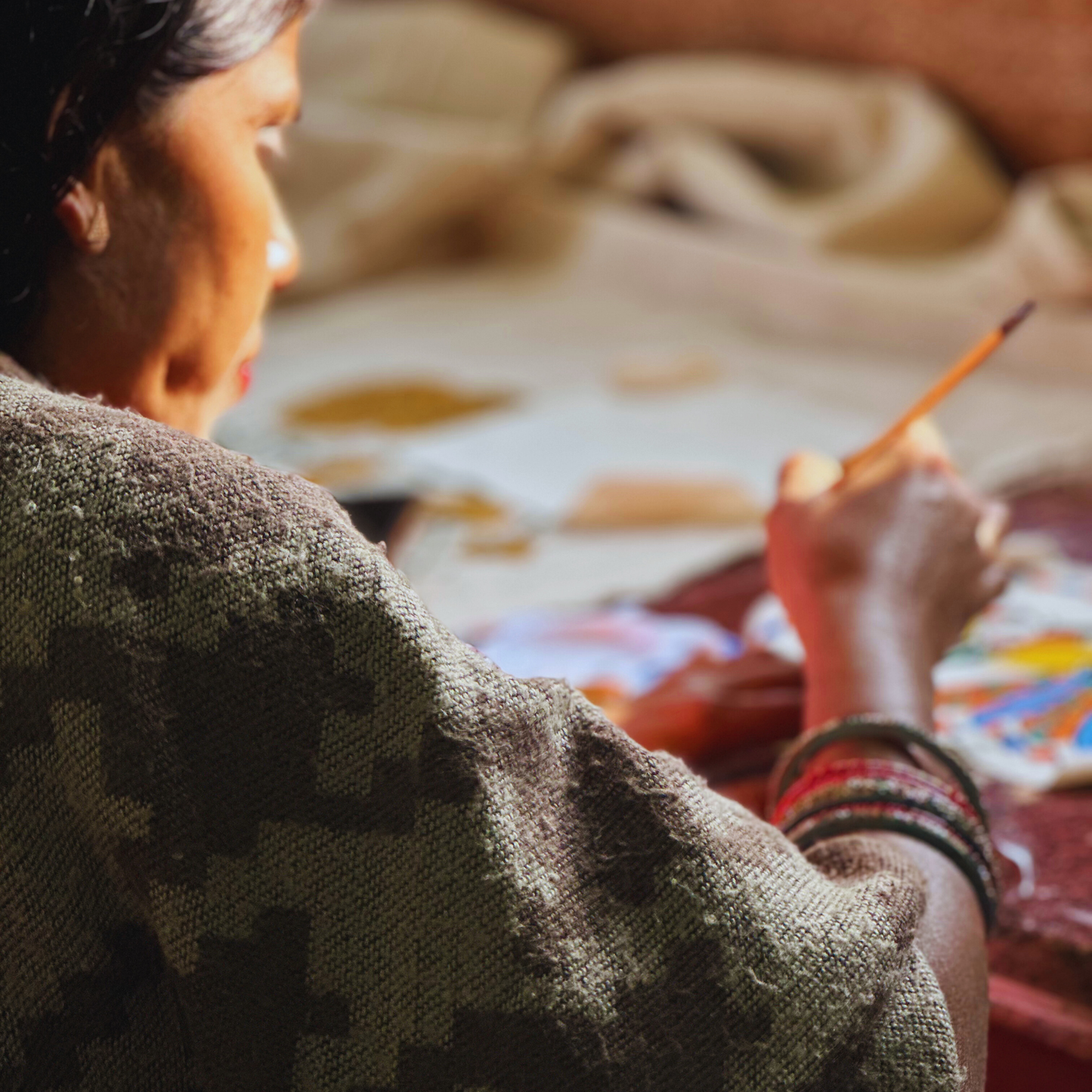 Mithila Art Floral Canvas Tote Bag by Danfe Works | Handpainted and Handcrafted in Nepal