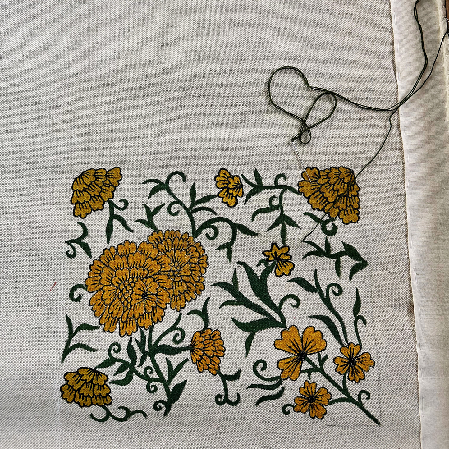Mithila Art Floral Canvas Tote Bag by Danfe Works | Handpainted and Handcrafted in Nepal
