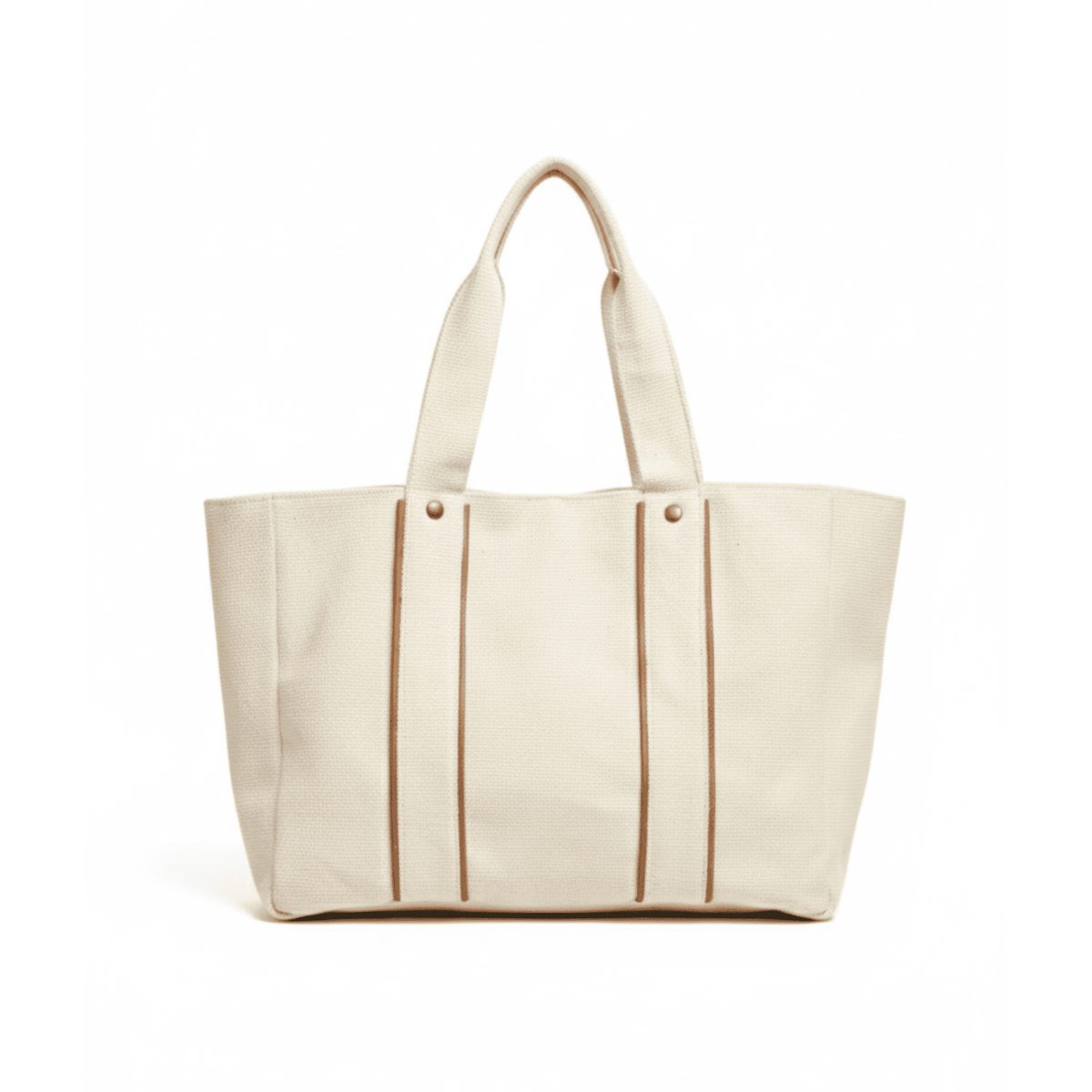 Premium Canvas Tote Bag | Vegan Leather Accent