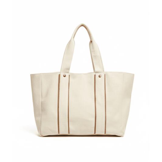 Canvas and Vegan Leather Tote Bag by Danfe Works | Handcrafted in Nepal