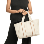 Premium Canvas Tote Bag | Vegan Leather Accent