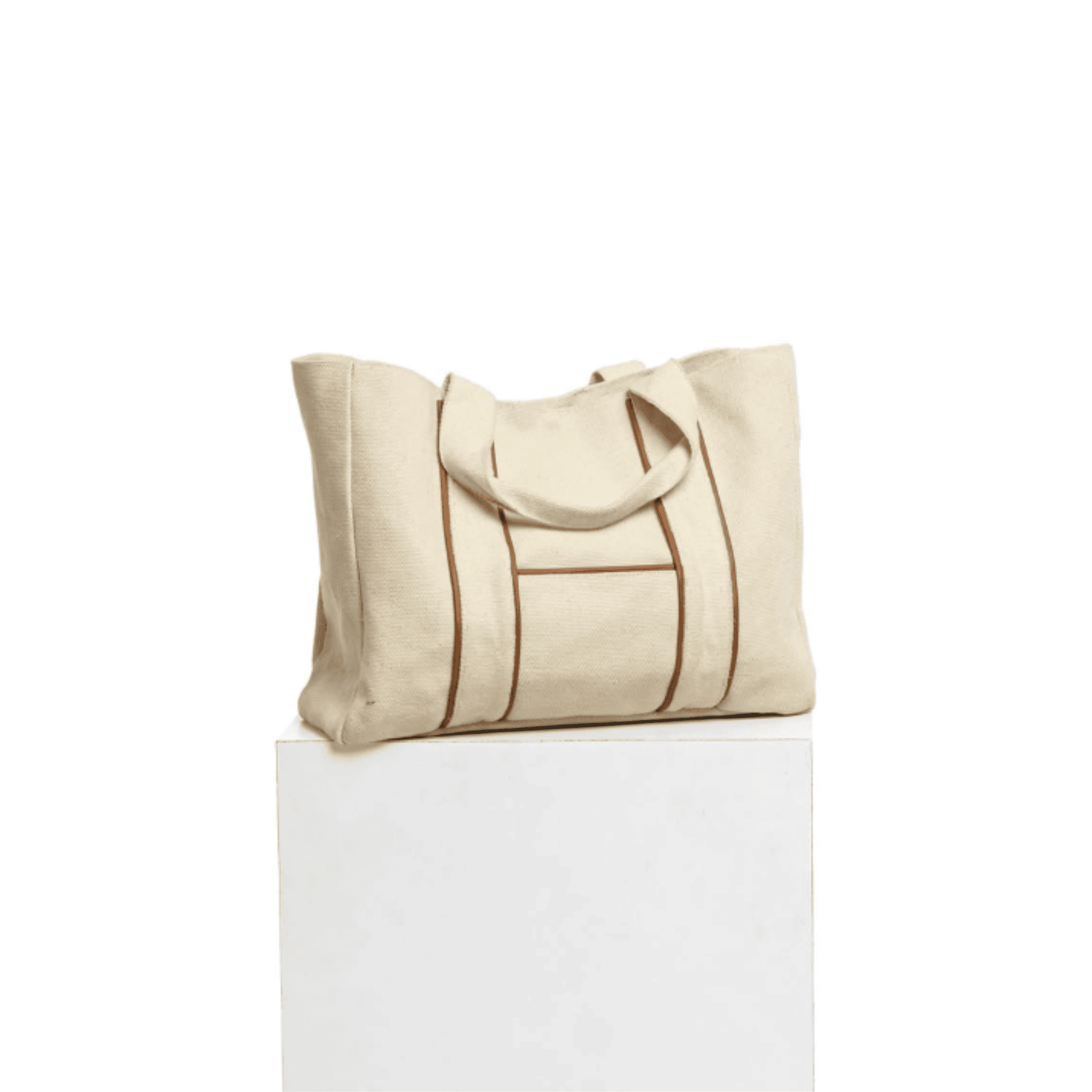 Premium Canvas Tote Bag | Vegan Leather Accent