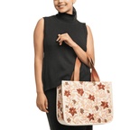 Mithila Art Handpainted and Embroidered Floral Canvas Tote Bag