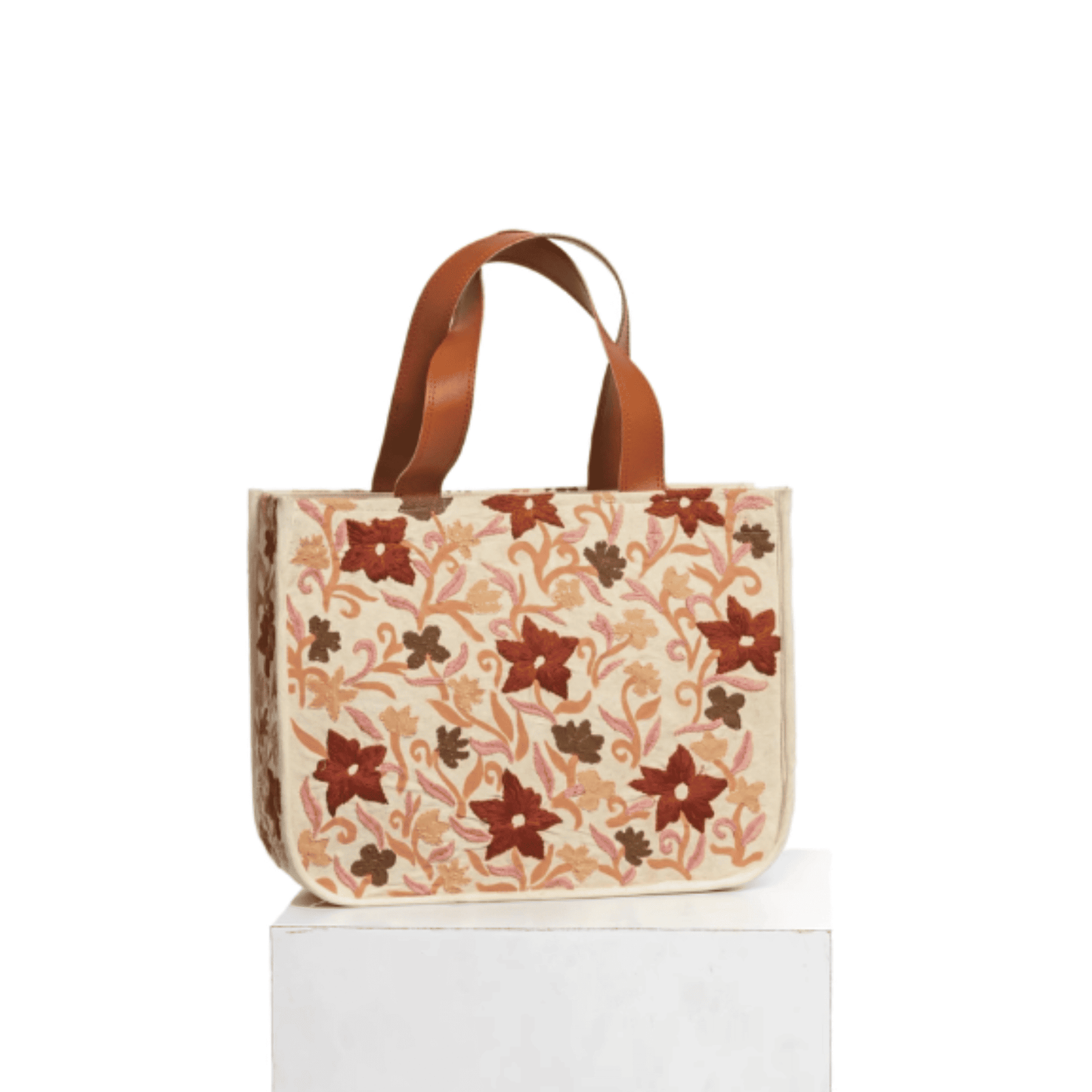 Mithila Art Floral Canvas Tote Bag by Danfe Works | Handpainted and Handcrafted in Nepal