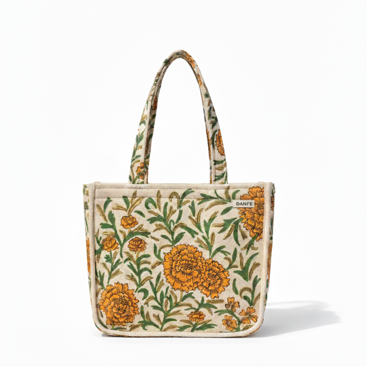 Mithila Art Handpainted and Embroidered Floral Canvas Tote Bag