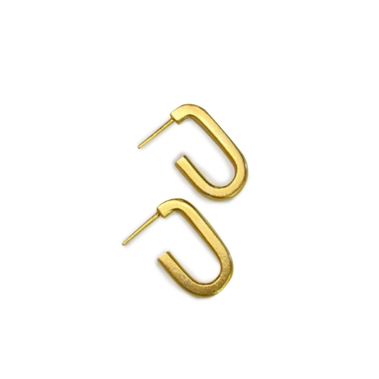 Minimalist J Hoops Gold Plated Brass Hoop Earrings