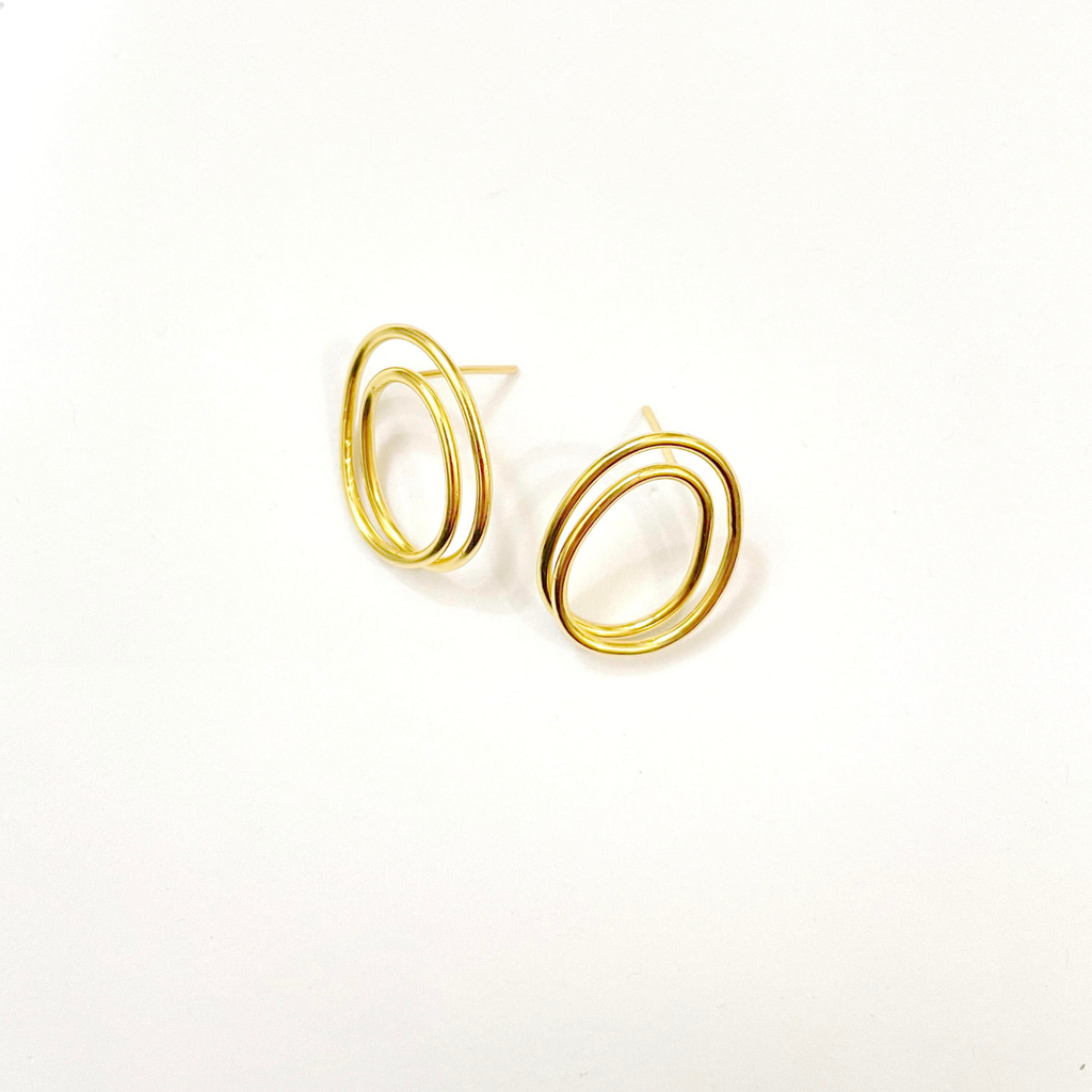 Minimalist Loopy Gold Plated Ear Studs