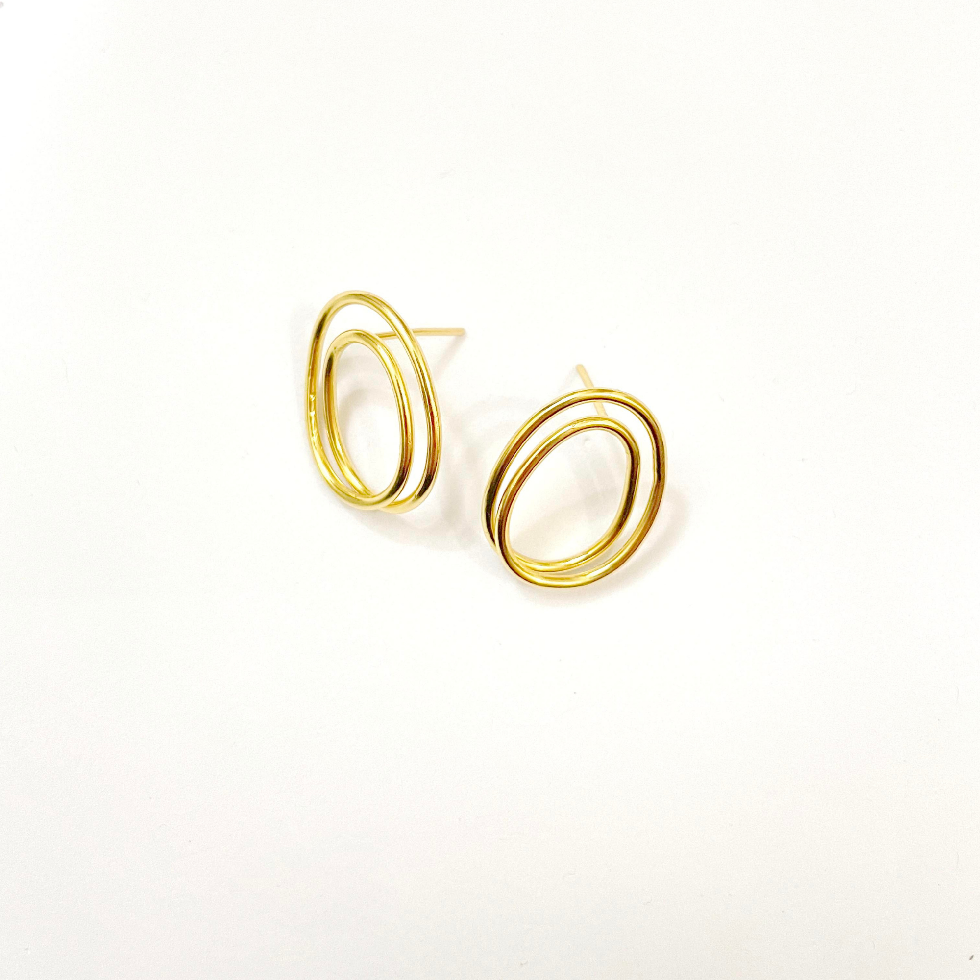 Minimalist Loopy Gold Plated Ear Studs