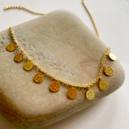 Hand-Beaten Gold Plated Brass Medallion Necklace