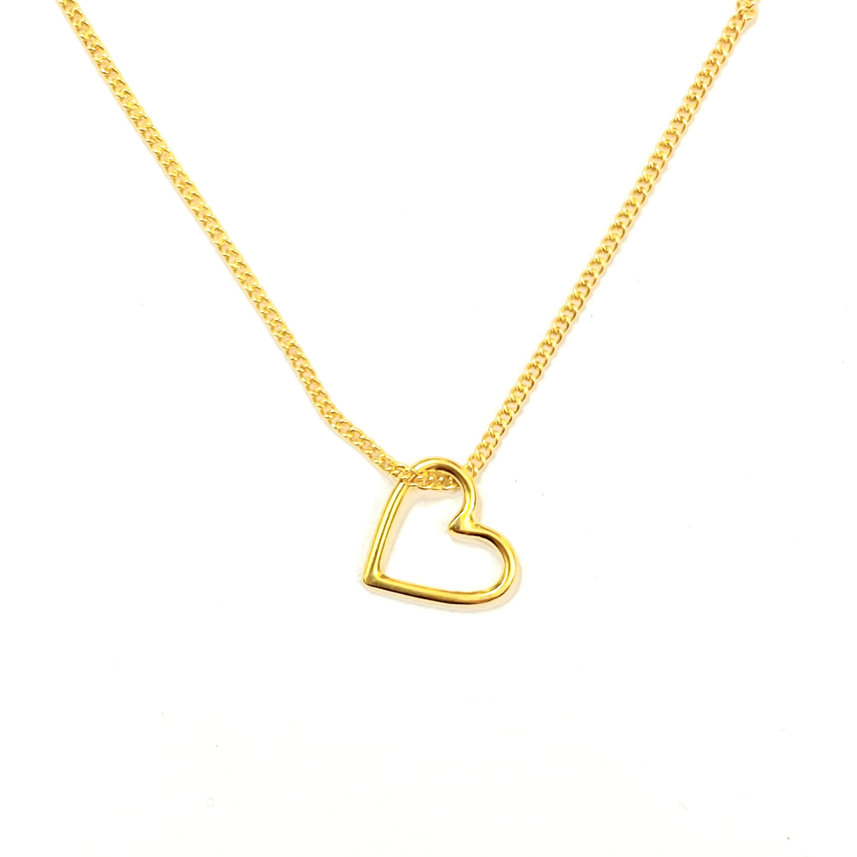 Gold Plated Mini Heart Pendant and Brass Chain