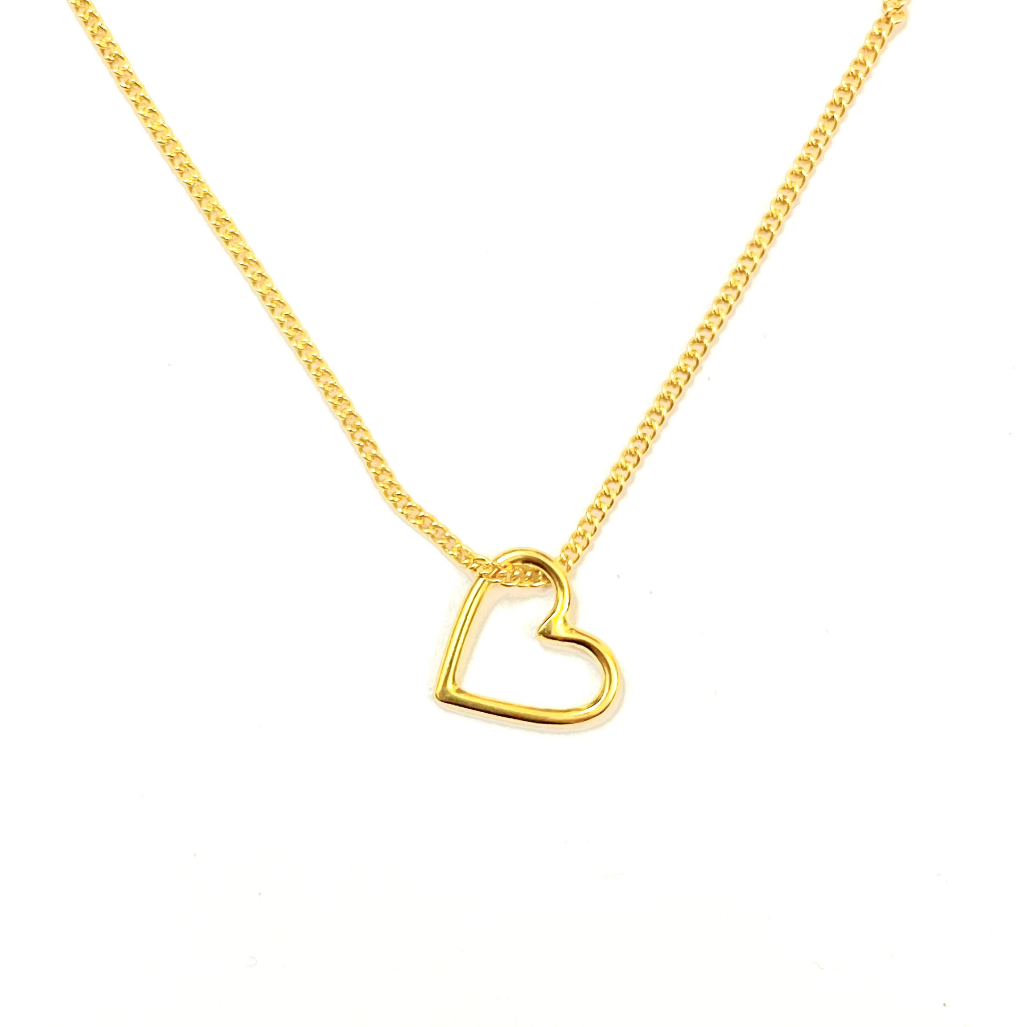 Gold Plated Mini Heart Pendant and Brass Chain