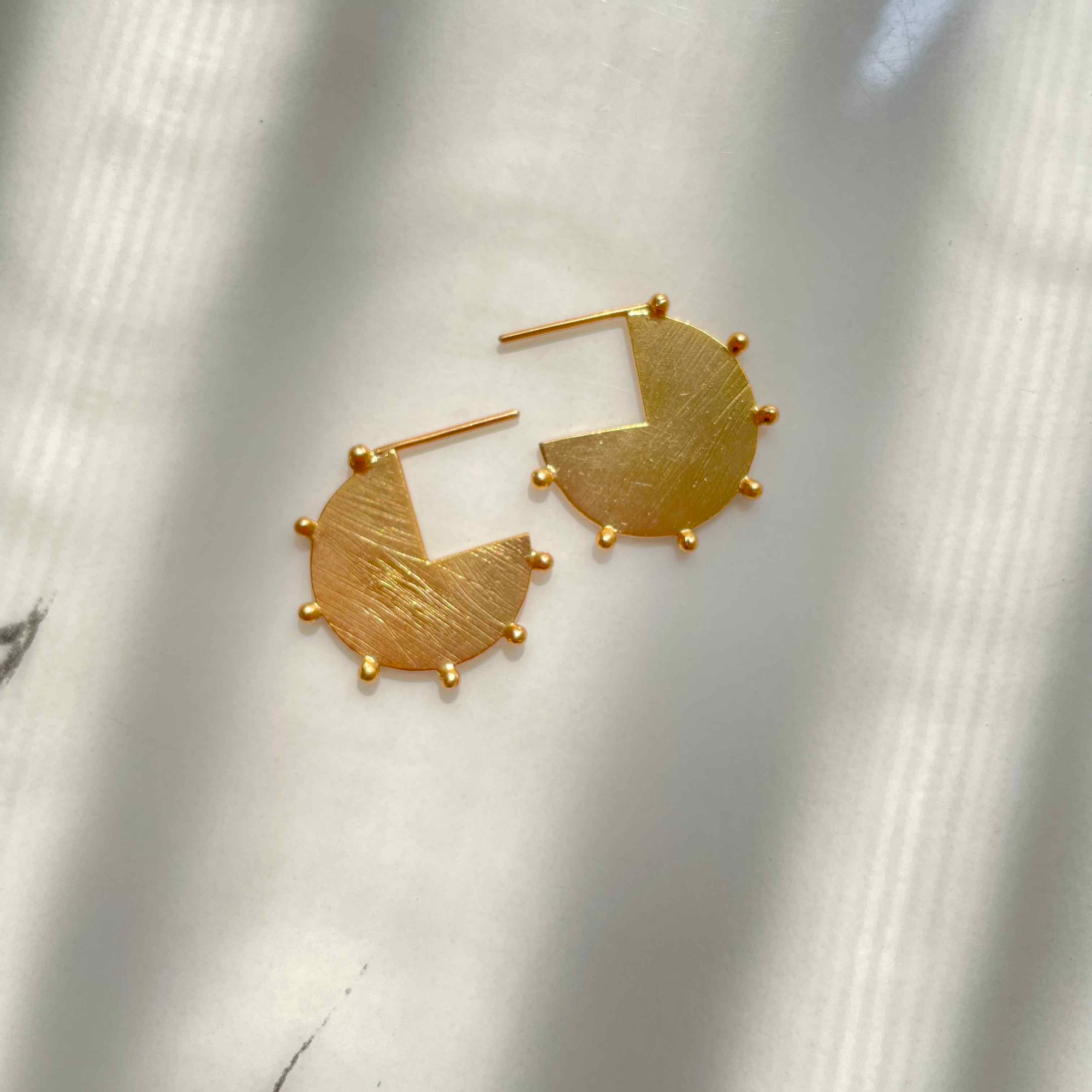 Surya Statement Gold Plated Brass Ear Studs