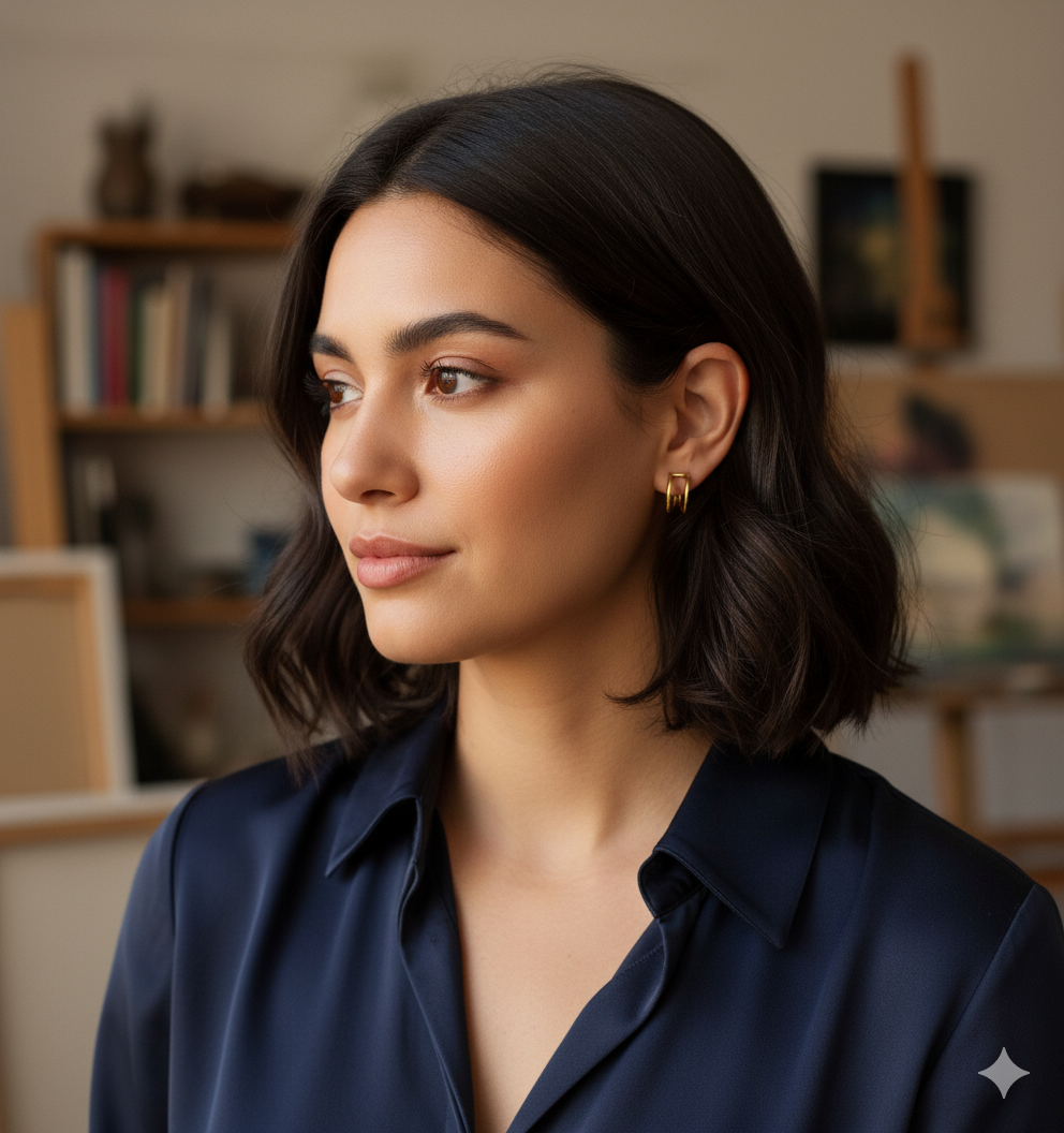 Minimalist Double Hoops Gold Plated Ear Studs