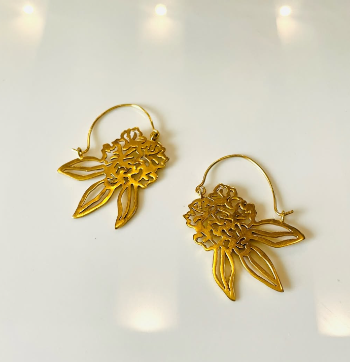 Gurans Rhododendron Gold-Plated Pendant & Earrings