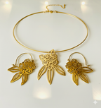 Gurans Rhododendron Gold-Plated Pendant & Earrings