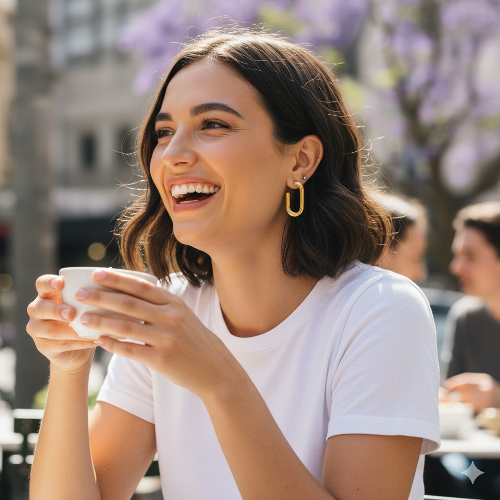 Minimalist J Hoops Gold Plated Brass Hoop Earrings