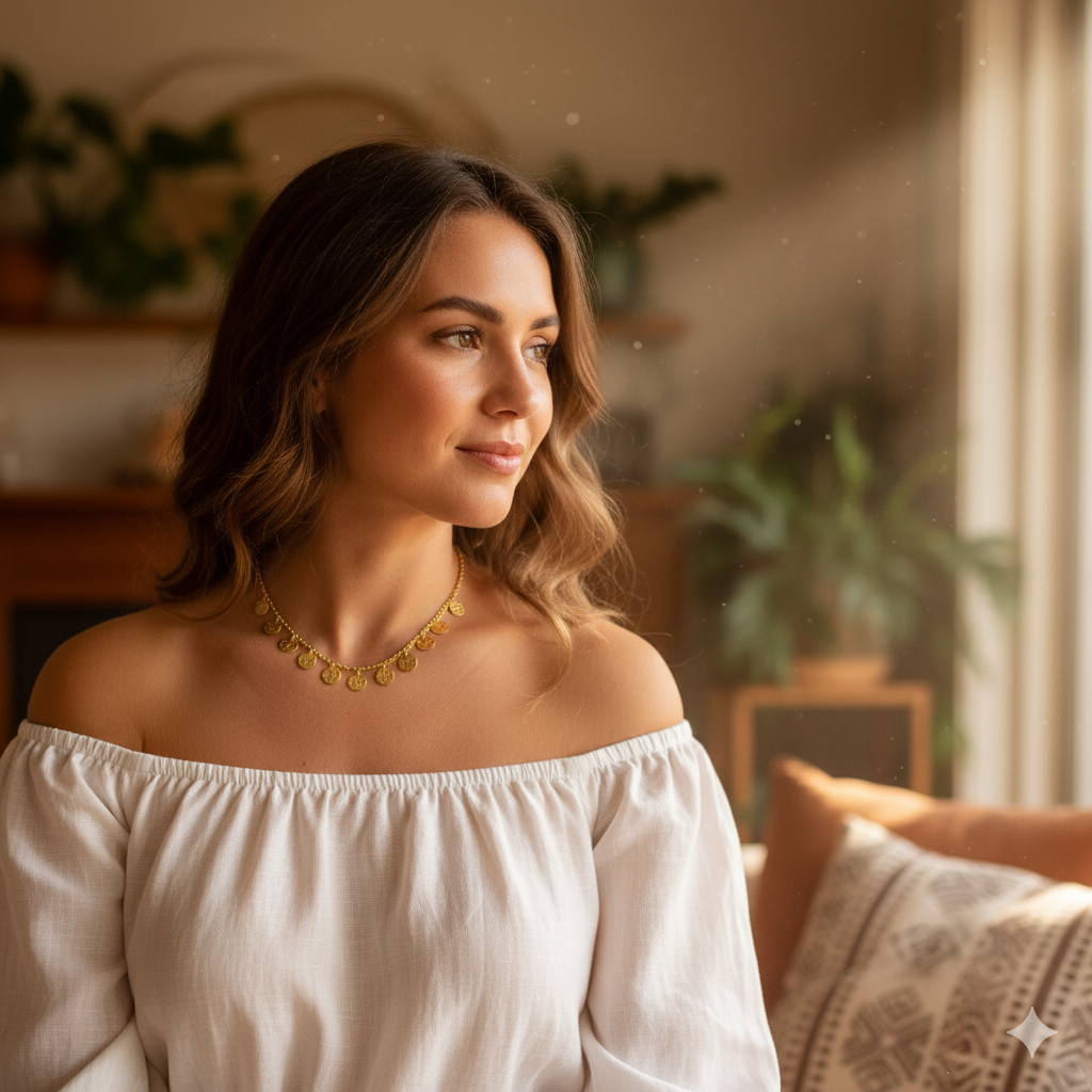 Hand-Beaten Gold Plated Brass Medallion Necklace