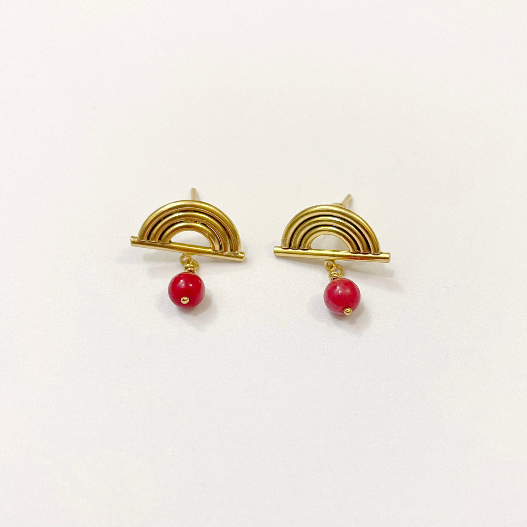 Dainty Gold-Plated Rainbow Drops Earrings with Gemstones