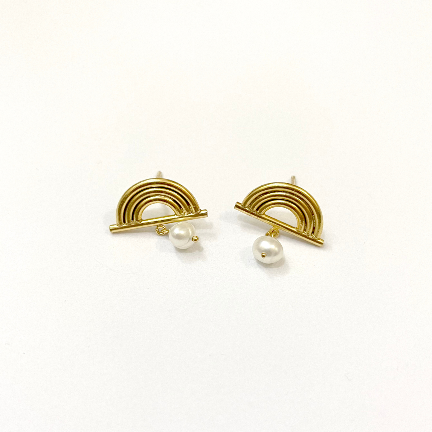 Dainty Gold-Plated Rainbow Drops Earrings with Gemstones