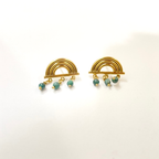 Dainty Gold-Plated Rainbow Drops Earrings with Gemstones