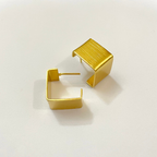 Geo Square Minimalist Gold Plated Brass Ear Studs