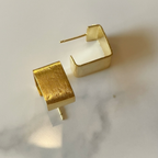 Geo Square Minimalist Gold Plated Brass Ear Studs