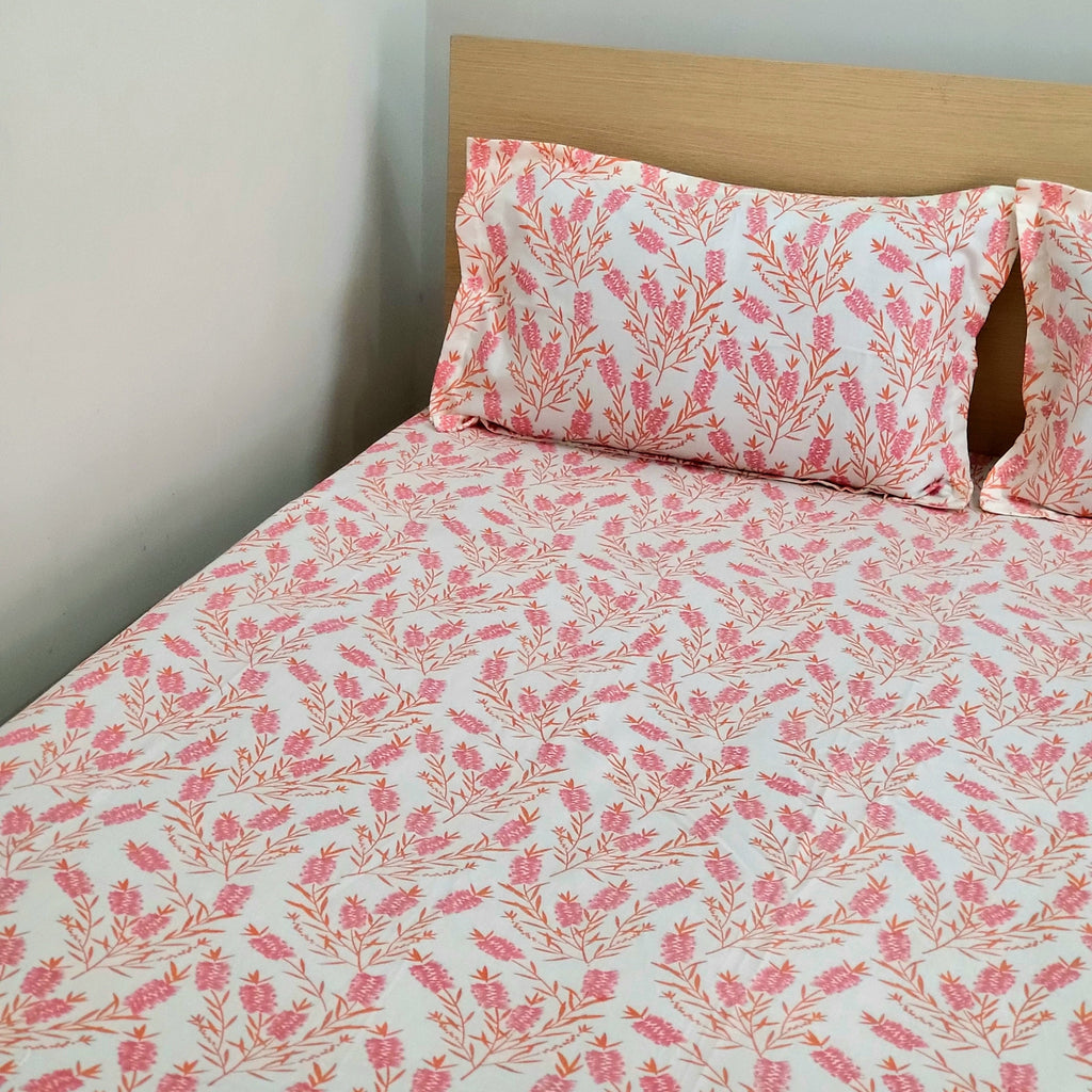 Smriti – Pink Blossom Cotton Bedding Set
