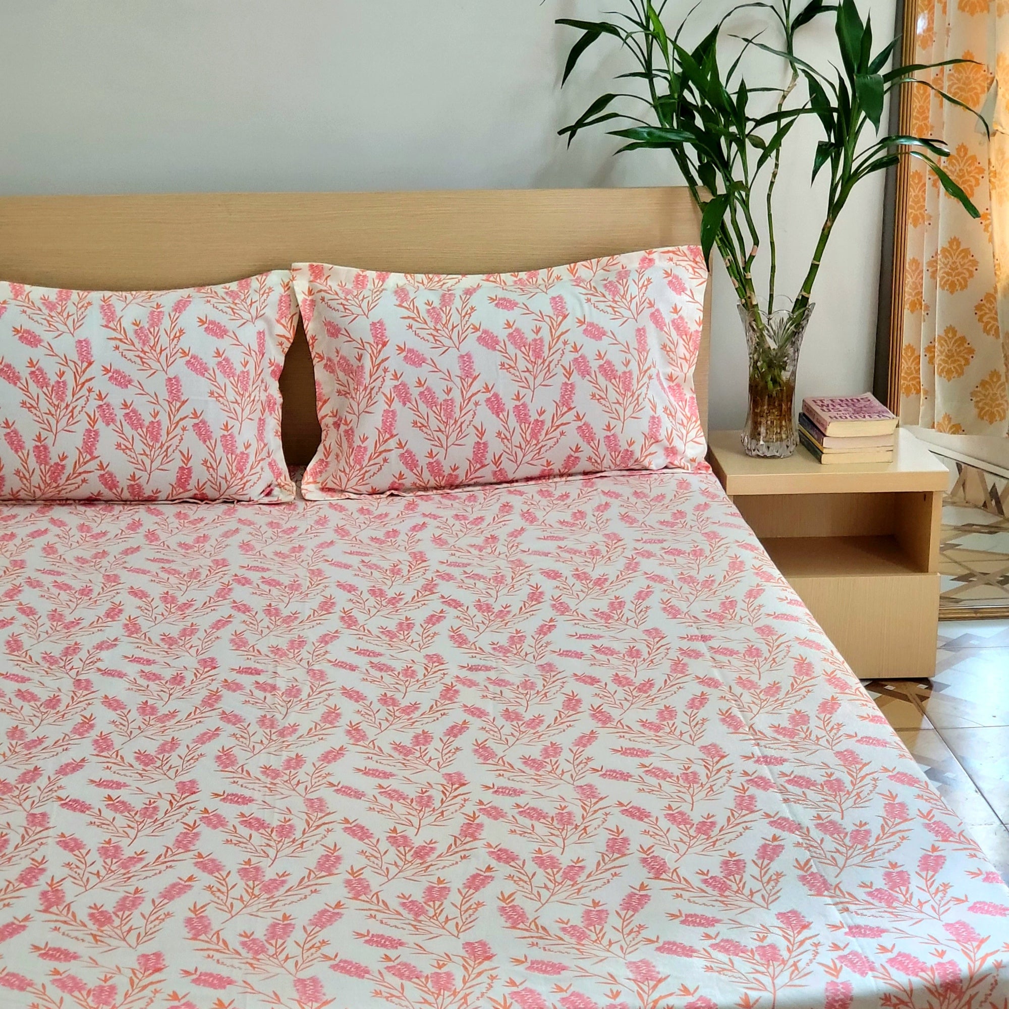 Smriti – Pink Blossom Cotton Bedding Set