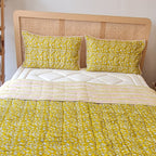 KAAPA_HOUSE_OF_HIMALAYAS_100_COTTON_MUSTARD_YELLOW_FLOWER_PAISLEY_PATTERN_01_Quilt_bed_set