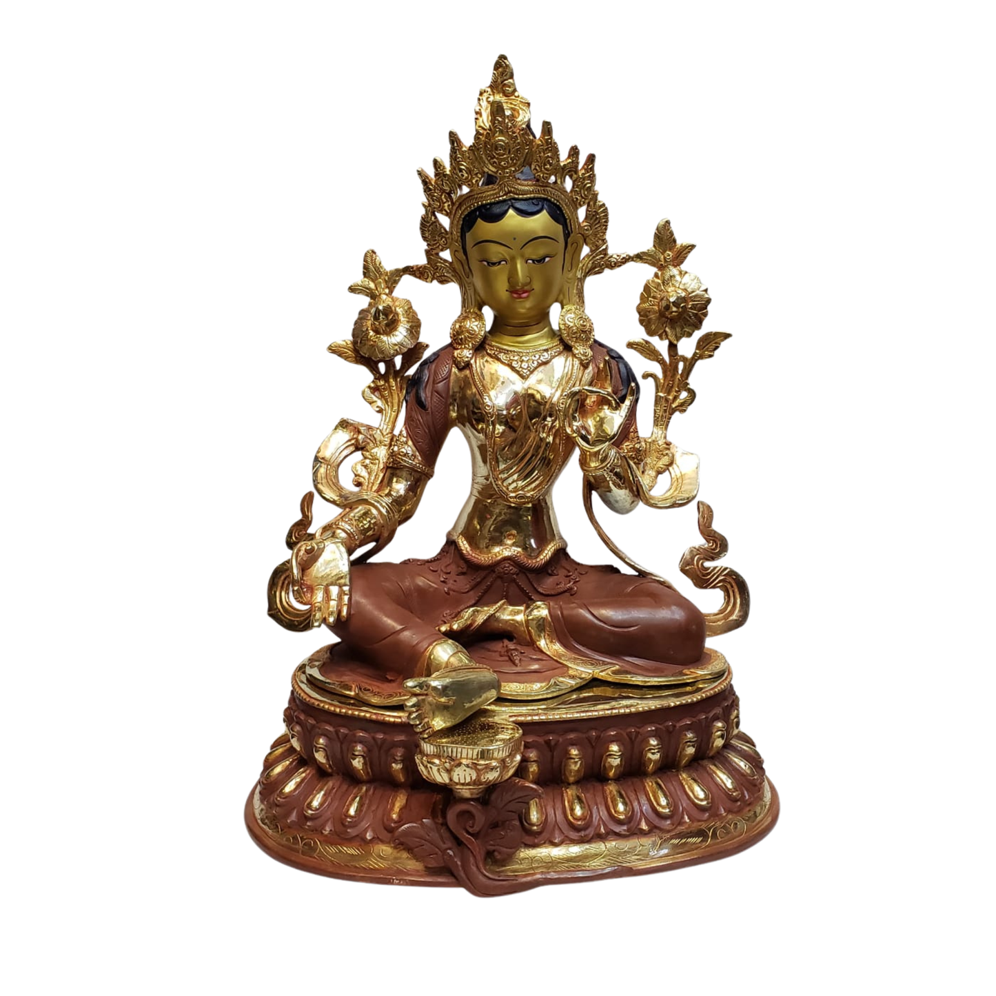 Partly Gold-Plated Copper Statue by Newar Artisans | Handcrafted in Nepal | 18 inches