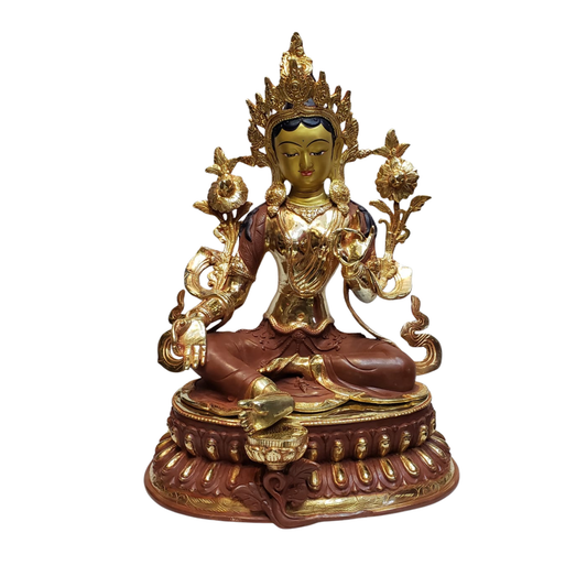 Partly Gold-Plated Copper Statue by Newar Artisans | Handcrafted in Nepal | 18 inches