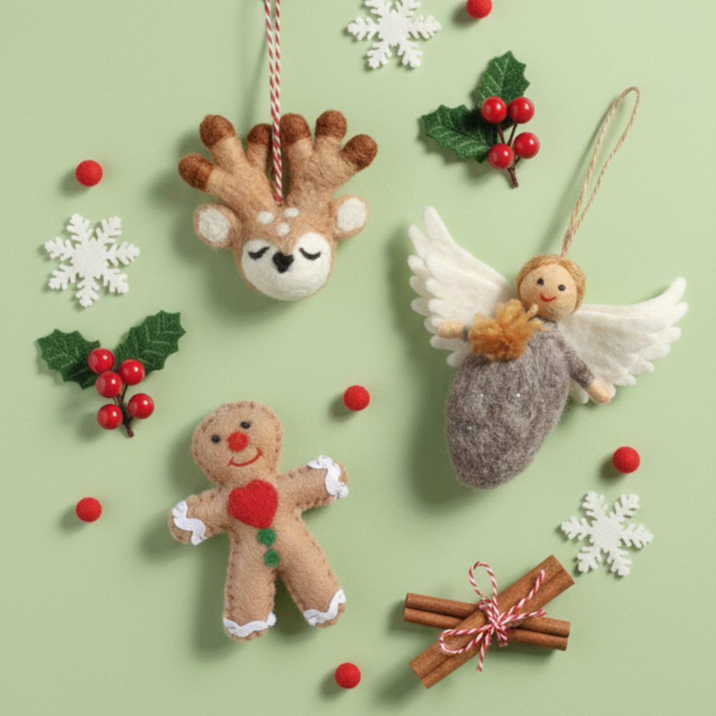 Enchanted Fairy Christmas Baubles | NZ Wool, Nepal made
