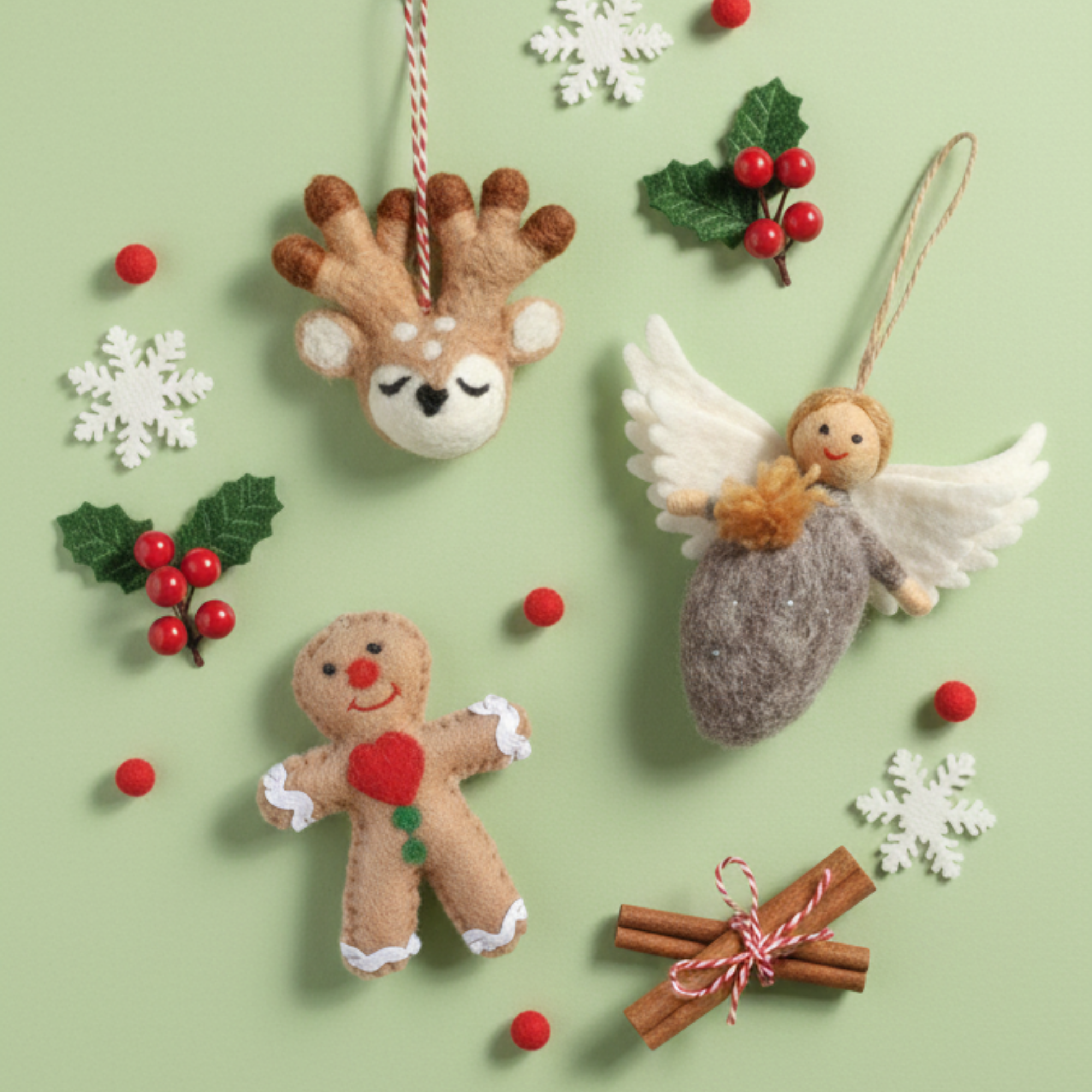 Enchanted Fairy Christmas Baubles | NZ Wool, Nepal made