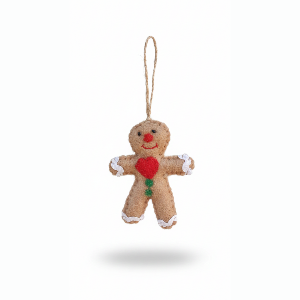 Sweetest Felt Gingerbread Ornaments | NZ Wool, Nepal Made